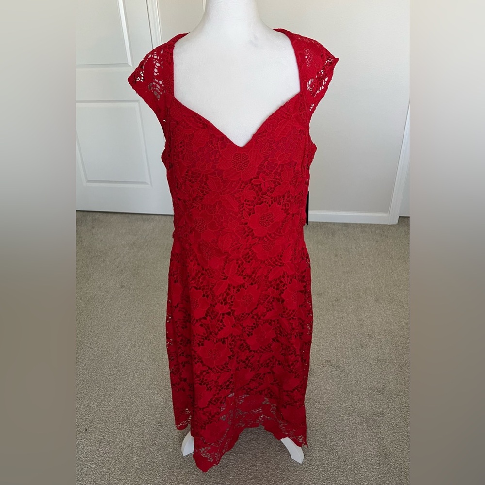Guess Red Lace Midi Dress